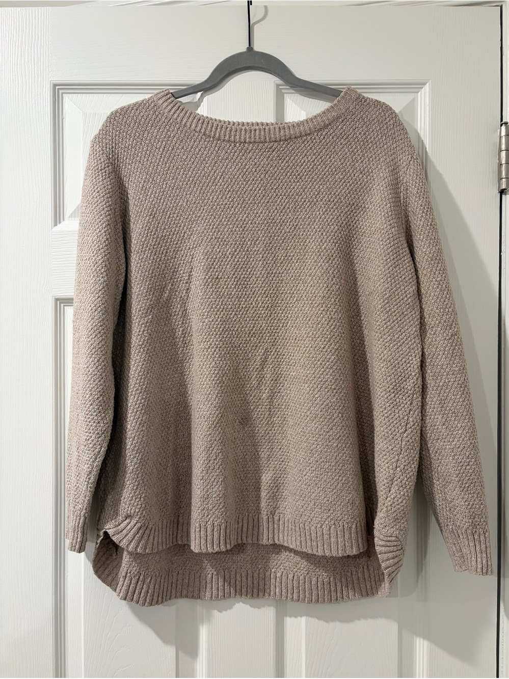 Pink Clover Beige Scoopneck Textured Knit Sweater